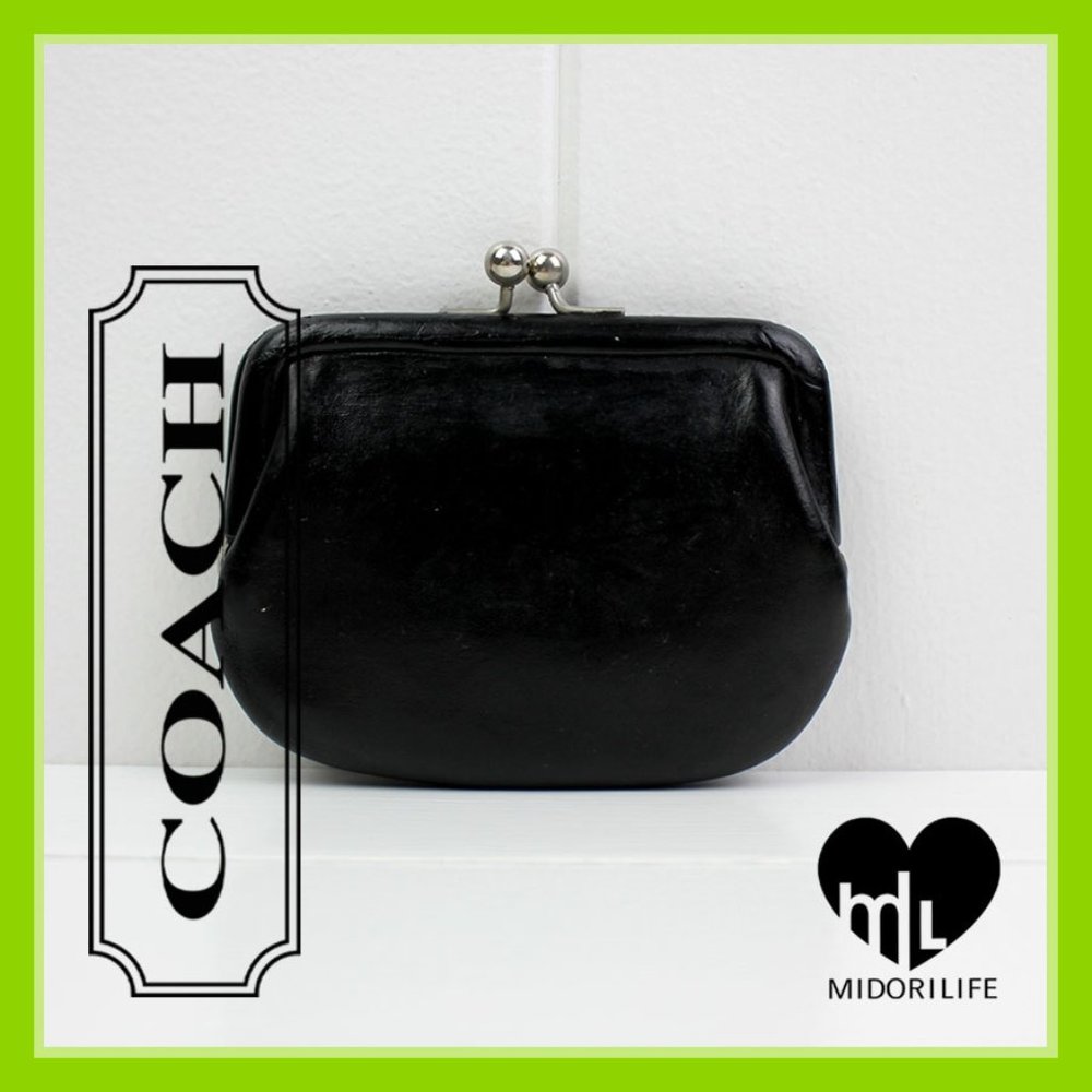 Vintage Leather Coach Kiss Lock Coin Purse